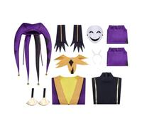 Gralara Costume da Giullare con Maschera Completo Costume da Cosplay Scenico Cappello con Campanelli per Cosplayer, Attori, Halloween, Viola, M