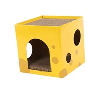 Gralara Cuccia per Gatti in Cartone per Gatti da Interno, nascondiglio per Che Si digrignano Artigli, Gatto Che Dorme e Gioca, tiragraffi per Piccoli, Giallo