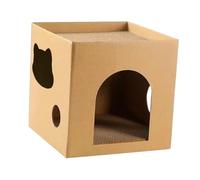 Gralara Cuccia per Gatti in Cartone per Gatti da Interno, nascondiglio per Che Si digrignano Artigli, Gatto Che Dorme e Gioca, tiragraffi per Piccoli, Marrone