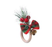 Gralara Decorazione con anello per tovaolo natalizio, fibbia per tovaolo, con pigna e bacche rosse, per la cucina, le vacanze, il Ringraziamento, Campana