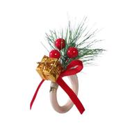 Gralara Decorazione con anello per tovaolo natalizio, fibbia per tovaolo, con pigna e bacche rosse, per la cucina, le vacanze, il Ringraziamento, Pacco Regalo