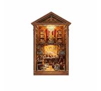 Gralara Diy Fermalibri Casa Miniatura Legno Luci LED Decorative Accessorio Artigianale Adatto a Studio Soggiorno Spazi Artistici