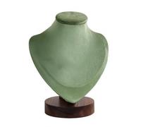 Gralara Espositore a Busto in Velluto da Tavolo Busto Portagioie con Base in Legno Imbottito per Toeletta, Verde Mela, Piccolo