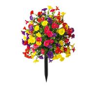 Gralara Fiori Artificiali, Decorazioni per Il Giardino, palo da Giardino Realistico, Facile Manutenzione per la Tomba del Cortile, Multicolore