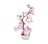 Gralara Fiori di prugno in vaso realistici, fiori di prugno artificiali in vaso per bonsai, composizione di piante finte leggere in per soggiorno, Rosa