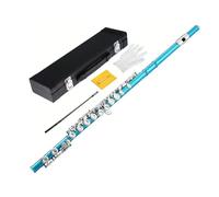Gralara Flauto Traverso Placcato C Meccanismo Offset 16 Tasti Chiuso Foro Imboccatura Angolata Cupronickel Durevole Cuscinetti Pelle Adatto a Principianti Concerti Banda Pratica, Blu Cielo