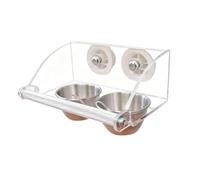 Gralara Gabbia per Uccelli, Mangiatoia, Ciotola per Cibo E Acqua, Antigoccia, Trasparente, in Acrilico, Doppia Ciotola in Acciaio Inox, Posatoio per Uccelli,