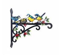 Gralara Gancio da Parete con Uccellini Design Ispirato Alla Natura Gancio a Uccelli in Ferro Decorativo Ornamento Metallico con Uccelli per Giardino, Cortile, Uccelli Colorati Su Ramo