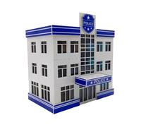 Gralara Garage Modello Scena Realistica Parcheggio Miniatura Edificio Diorama Accessorio Veicolo Materiale PP Adatto per Collezionisti Fotografia Modellismo, Stazione di Polizia