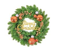 Gralara Ghirlanda di Natale per porta, collezione di foglie verdi, ghirlanda di pino artificiale, decorazione da appendere al, festa in fattoria, Sfera di Rame 30x8cm