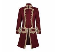 Gralara Giacca Coloniale con Code Stile Vintage Uniforme Militare Vittoriana Halloween Abbigliamento Scenico per Uomini, Rosso, S