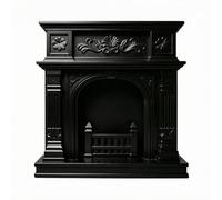 Gralara in Miniatura per Casa Delle Bambole Caminetto Modellino Ornamentale Cornice con Arco E Colonne Parafiamma Dettagliato Plastica Adatto per Diorami, Nero