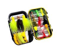Gralara Kit da 18 Pezzi per la Pesca a Mosca con ardiglione, Esche Leggere da Superficie, Legate a Mano con Custodia per Il Trasporto, per trote,