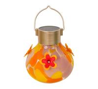 Gralara Mangiatoia per uccelli sospesa, in vetro soffiato con luce solare, regalo decorativo da giardino resistente all'usura, lampada impermeabile per il, Giallo