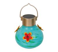 Gralara Mangiatoia per uccelli sospesa, in vetro soffiato con luce solare, regalo decorativo da giardino resistente all'usura, lampada impermeabile per il, Blu