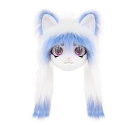 Gralara Maschera Testa Peluche Animale Leggero Copricapo Adorabile da Furries Resistente Set Travestimento per Convenzione, Blu, Bianco