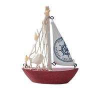 Gralara Mini modello di barca a vela in legno, da collezione, 4,1x1,2x5,5 pollici, decorazione a tema spiaggia per tavolo, soggiorno, festa, Rosso