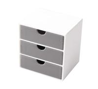 Gralara Mobile Cabinet Archivio per Casa delle Bambole Mini Cassettiera Modellino 1/12 con Cassetti Mobili in Pp Adatta a Bambini Micro Paesaggio, Bianco Grigio