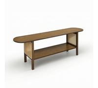 Gralara Mobile Porta Tv in Bambù Tavolo Console Credenza Superficie Ampia Stile Rattan con Rete Intrecciata Laterale E Linea Sottile Adatto per Soggiorno Ingresso Dietro al Divano