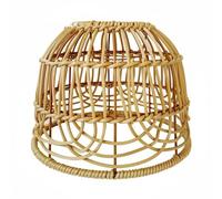 Gralara Paralume a Sospensione in Finto Rattan Stile Rustico Paralume a Campana Design Bohémien Coprilampada per Sala da Tè, Studio, Ristorante, Marrone, Fiore Di Rattan