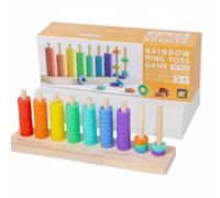 Gralara Perline Legno Impilabili Sviluppo Coordinazione Occhio-Mano Gioco Smistamento Colori Percezione Del Colore Blocchi Legno Infilabili Colorati, Lancio Di Anelli Arcobaleno
