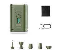 Gralara Pompa Portatile Mini Compressore Gonfiatore Aspiratore Elettrico Senza Fili con USB C Display Digitale Ugelli in Adatta per Campeggio Trekking Ripostiglio Auto, Array, Verde