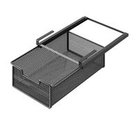 Gralara portaoggetti con ripiano in filo metallico, cassetto estraibile sospeso sotto il mobiletto, cassetto sospeso per camera da letto, Nero
