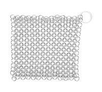 Gralara Pulitore per ghisa, spazzolone per Cotta di Maglia, paglietta in Acciaio Inossidabile Multiuso per Piatti, 7x7 inch