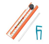 Gralara Righello per marcatura del legno, righello per tracciatura, strumento di misurazione leggero e preciso per il disegno del falegname, 1 Ruler W 4 Clips