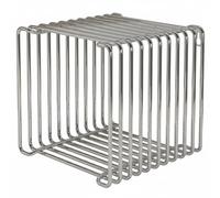 Gralara Scaffale da Parete in Metallo Multifunzionale Comodino Design a Griglia Stile Nordico Elemento D'arredo per Soggiorno, Argento, 35 35 35cm