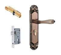 Gralara Serratura da Infilare con Maniglia Robusto Set Serratura con Placca Silenzioso Chiavi per Porta in Legno, C款 125/48, Moderno Minimalista