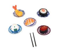 Gralara Set 11 Pezzi Piatti in Porcellana in Miniatura con Modelli di Cibo per di Case Delle Bambole Accessori Decorativi per Scenari di Gioco E Progetti da, Set Sushi 11PC