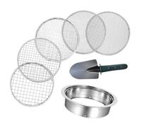 Gralara Set di setacci per Terreno con Maglie intercambiabili Set di setacci per Terreno con Maglie filtranti per Terreni da Giardino, Rocce, Sabbia, Pala Verde a 5 Maglie