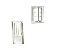 Gralara Set e Finestra in Miniatura in Plastica PLA Realistico per Appassionati di Miniature, Bianco