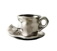 Gralara Set Tazza da tè con piattino Tazza a Forma di Viso Umano Bicchiere da Acqua Baciare Tazza da Latte in Ceramica Regalo Creativo di Natale San