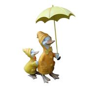 Gralara Statua di Anatra con Ombrello Che Tiene in Mano Una Madre, Un Bambino e Una Bambina, Scultura in Resina, Divertente centrotavola da Tavolo, Figura