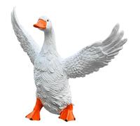 Gralara Statua di Anatra in PVC da Collezione, Versatile, Decorazione da Giardino, Scultura Bianca, Animale, per Cortile, Patio, Giardino, Tavolo, Prato