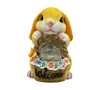 Gralara Statuetta di Coniglio Pasquale, Statua Solare da Giardino, luci, Ornamento da Prato, Statuetta di Animali, Regalo, Giallo