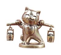 Gralara Statuetta di gatto fortunato, scultura creativa in miniatura da collezione Feng Shui, decorazione per libreria, ufficio, scrivania, regalo per feste