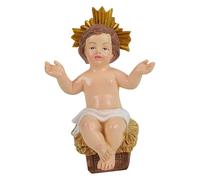 Gralara Statuina della Natività di Gesù Bambino, Statua da Collezione della Natività, Gesù Bambino dipinto a mano con corona e lucidato per la decorazione, S