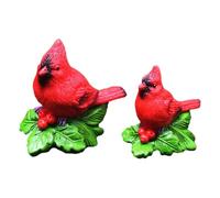 Gralara Statuina di Uccello, Statua di Uccello Rosso, Scultura in Resina da Collezione, Decorazione Natalizia per, Patio, Fattoria, Ufficio, 2 Pezzi