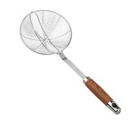 Gralara Strainer Skimmer Schiumarola Rete Acciaio Inox Manico Legno Stabile Utensile Multiuso per Spaghetti Ravioli Verdure Adatto per Casa Ristorante Cucina, 19.5 Cm
