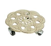 Gralara Supporto per Piante con Ruote, Sottovaso, Vassoio, Carrello per Vasi da Fiori, Ruote, Supporto in Ferro per Vasi, Adatto per Interni Ed Ester, Bianco