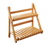 Gralara Supporto per Piante in bambù, espositore per vasi, scaffale portaoggetti, Scala a Doppio Strato, Organizer da scrivania, scaffale per Piante per, Marrone Chiaro 30 Cm