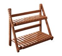 Gralara Supporto per Piante in bambù, espositore per vasi, scaffale portaoggetti, Scala a Doppio Strato, Organizer da scrivania, scaffale per Piante per, Marrone Scuro 30cm