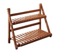 Gralara Supporto per Piante in bambù, espositore per vasi, scaffale portaoggetti, Scala a Doppio Strato, Organizer da scrivania, scaffale per Piante per, Marrone Scuro 50cm