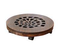 Gralara Supporto per Piante in Legno, Piante in Vaso da Esterno, sottovaso con Ruote, Vassoio, Carrello per Fiori da terrazzo, 30cm Style C