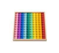 Gralara Tavoletta in Legno con Blocchi Acrilici Trasparente Gioco Incastro con Geometrico Gioco di Incastro Sensoriale per Asilo Nido, 100 Cubi Magici Iridescenti