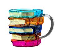Gralara Tazza da caffè in vetro dipinta a forma di libro, per bevande fredde, novità per la lettura, tazza da caffè per biblioteca per amanti dei