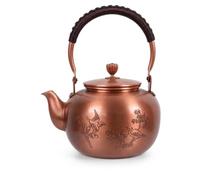 Gralara Teiera in Rame Decorato Teiera con Manico Rivestito Resistente Bollitore in Rame per Collezionisti, Cucina, Lusso Leggero Retrò - Famiglia Armoniosa E Affari Prosperi